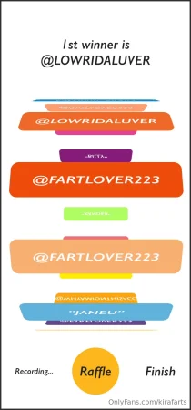 kirafarts i used a raffle app to pick the winner all names were enter 3041875696 ( 21.4 MB )